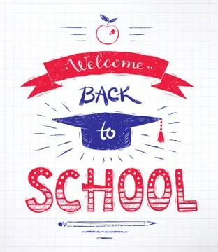 Back to School lettering poster Stock Illustration
