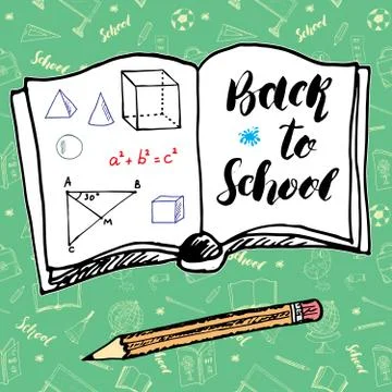 Back to School lettering quote, vector illustration. Stock Illustration