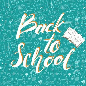 Back to School lettering quote, vector illustration. イラスト素材