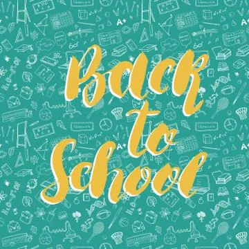 Back to School lettering quote, vector illustration. Illustrazione stock