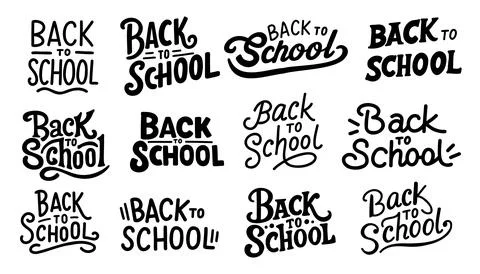 Back to school lettering set. Big set of Welcome back to school labels. School Stock Illustration