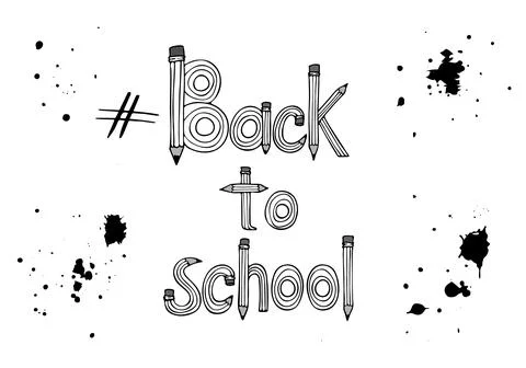 Back to school letters design with pencil and ink grunge. Stock Illustration