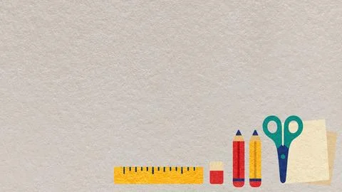 Back to school light beige textured paper background with copy space and st.. Stock Illustration