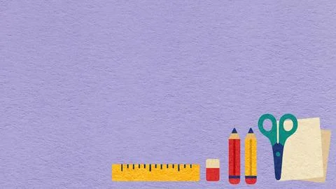 Back to school light violet textured paper background with copy space and s.. Stock Illustration