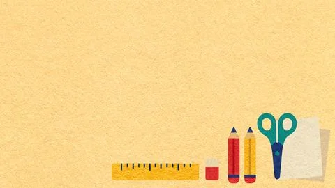 Back to school light yellow textured paper background with copy space and s.. Stock Illustration