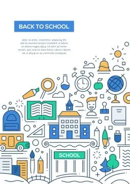 Back to School - line design brochure poster template A4 Stock Illustration