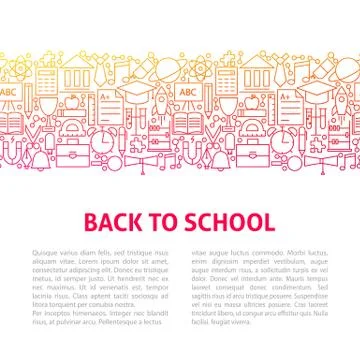 Back to School Line Design Template Illustrazione stock