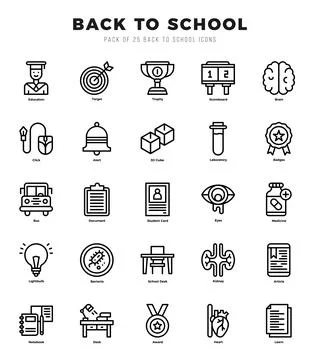 Back To School Lineal icons. Vector Lineal illustration. Stock Illustration