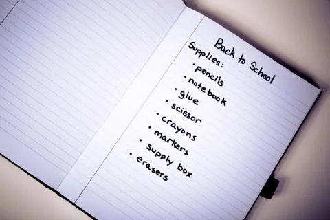 Back to school list Stock Photos