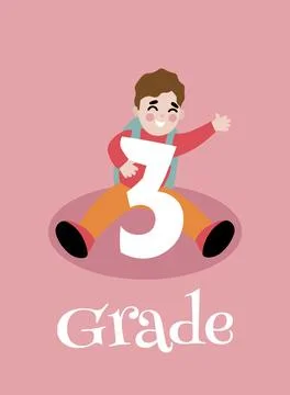 Back to school. Little Boy With Backpack Sitting And Holding On To Big Number Stock Illustration