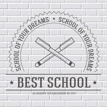 Back to school logo or template on a white brick wall. Vector illustration with Stock Illustration