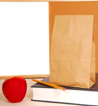 Back to school with lunch and apple Stock Photos