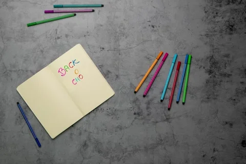 Back to school with the mask, book and colorful markers. Stock Footage 160496252