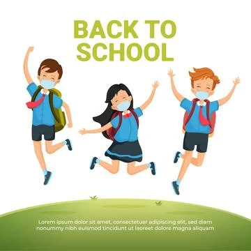 Back to School with mask Illustrazione stock