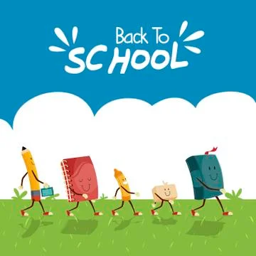Back to school material design Stock Illustration