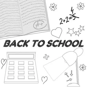 Back to School Math Coloring Page for Kids 스톡 일러스트