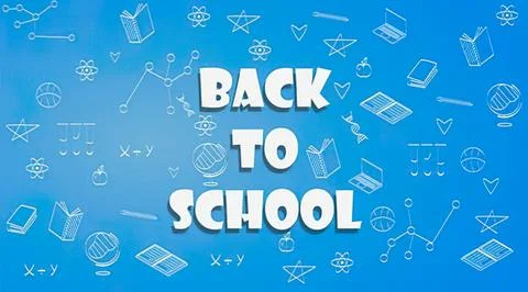 Back to school message with books and science icons Stock Illustration