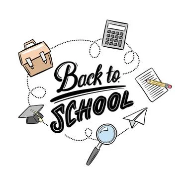 Back to school message with education icons vector Stockillustratie