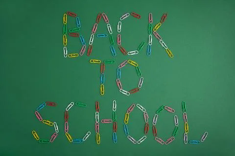Back to school message formed by colorful paper clips Stock Photos