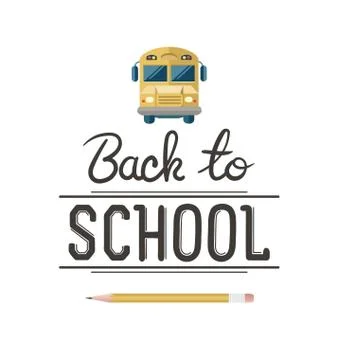 Back to school message with school bus icon vector Stock Illustration