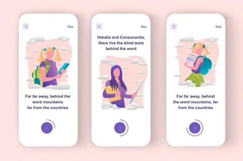 Back to school mobile app templates set. Stock Illustration