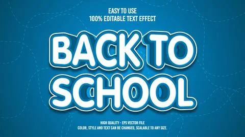Back To School Modern editable text effect vibrant color. 3D Text effect Illustrazione stock