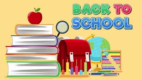 Back to School Motion Graphics Banner with Stationery Elements Stock Footage 244619750
