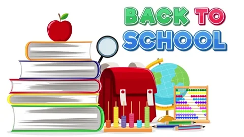 Back to School Motion Graphics Banner with Stationery Elements Stock Footage 244706734