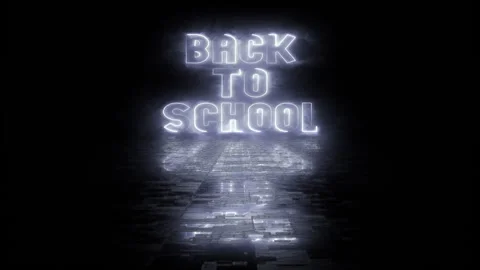 Back to school neon lights animation with reflection Stock Footage 281643357