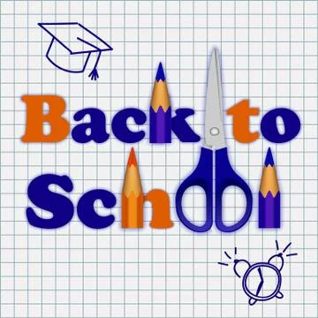 Back to school on notebook concept background, realistic style Stock Illustration