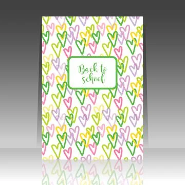 Back to school, notebook cover, heart seamless pattern Stock Illustration