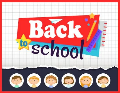 Back to School, Notebook Sheet and Stationery Illustrazione stock