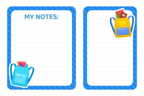 Back to School Notepad Design with Supply Vector Template Illustrazione stock