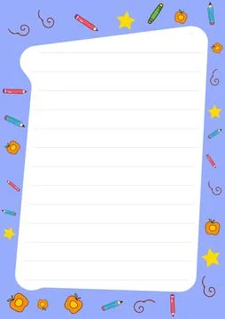 Back to School Notepaper Template with Apples Pencils and Stars Design for Stock Illustration