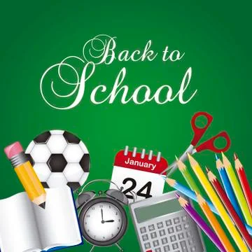 Back to school with objects school over chalkboard. vector 스톡 일러스트