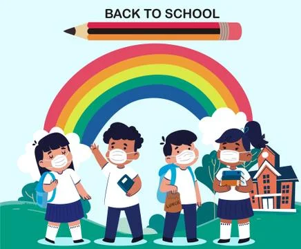 Back to school or school time banner template Stock Illustration