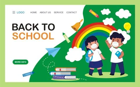 Back to school or school time banner template Stock Illustration