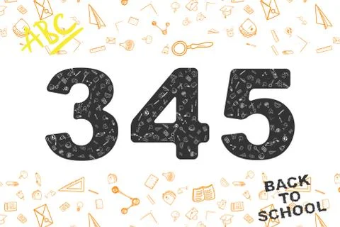 Back to school. original font, with doodles of icons on the theme of education. Stock Illustration