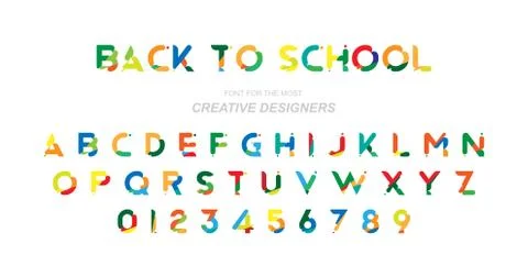 Back to School. Original multicolor font for creative design template. Flat i イラスト素材