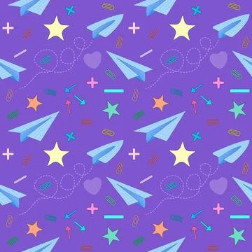 Back to School Paper Airplane Pattern 库存插图