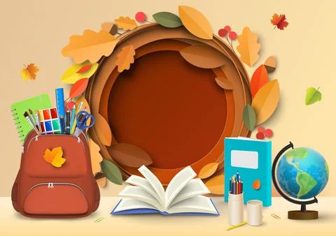 Back to school paper cut vector illustration Stock Illustration