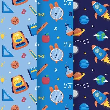 Back to school pattern collection Stock Illustration