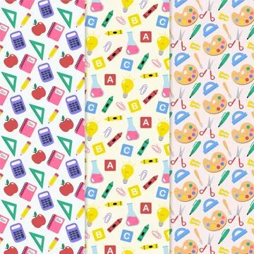 Back to school pattern collection 스톡 일러스트