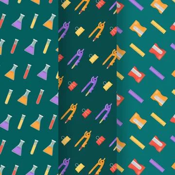 Back to school pattern collection Stock Illustration