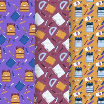 Back to school pattern collection Stock Illustration