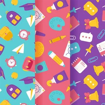Back to school pattern collection Stock Illustration