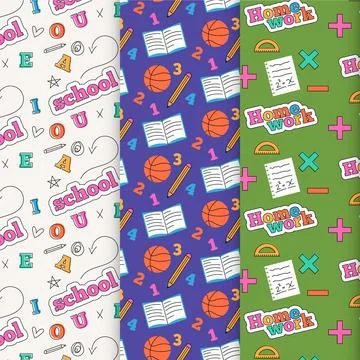 Back to school pattern collection イラスト素材