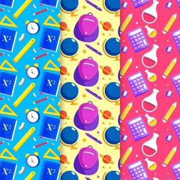 Back to school pattern collection 库存插图