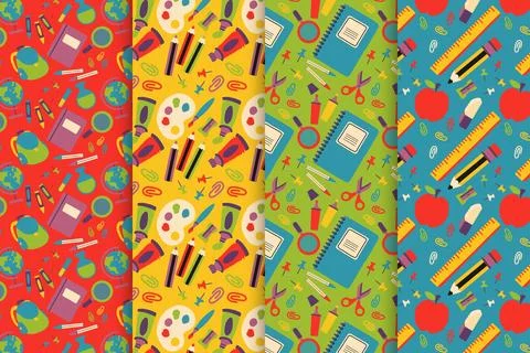 Back to school pattern collection 스톡 일러스트