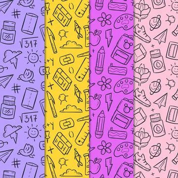 Back to school pattern collection Stock Illustration